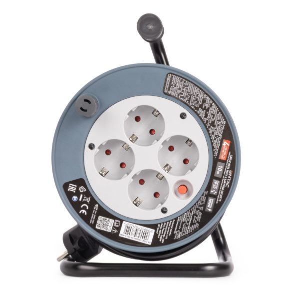 Entac Kábeldobos Hosszabbító 4 aljzat, 10m, 3000W, MINI, IP20, 3G1.5 mm² vezetékkel