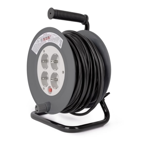 Entac Kábeldobos Hosszabbító 20m, 4 aljzat, 10A, 2300W, IP20, 3G1.0 mm² vezetékkel