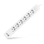   Entac USB-s Kapcsolós Elosztó 6 Aljzat, 2×USB-C + 1×USB-A, 1,4 m, Fehér