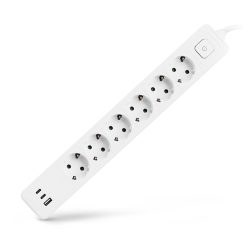   Entac USB-s Kapcsolós Elosztó 6 Aljzat, 2×USB-C + 1×USB-A, 1,4 m, Fehér