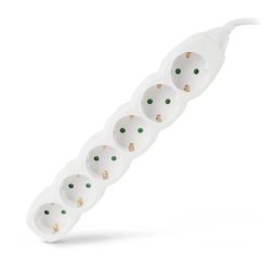 Entac Földelt Elosztó 6 Aljzat, 1,5 m, Fehér