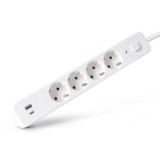   Entac USB-s Kapcsolós Elosztó 4 Aljzat, 1×USB-A + 1×USB-C, 1,5 m