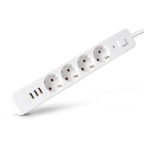 Entac USB-s Kapcsolós Elosztó 4 Aljzat, 3×USB-A, 1,5 m
