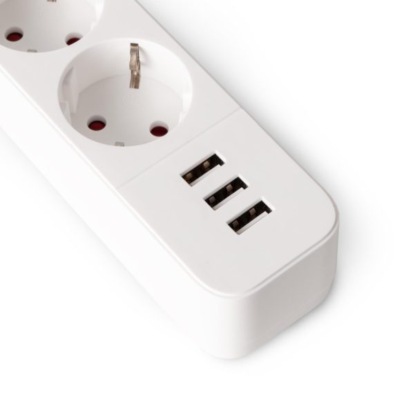 Entac USB-s Kapcsolós Elosztó 4 Aljzat, 3×USB-A, 1,5 m