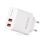 Entac 12W hálózati töltő 2xUSB-A fehér