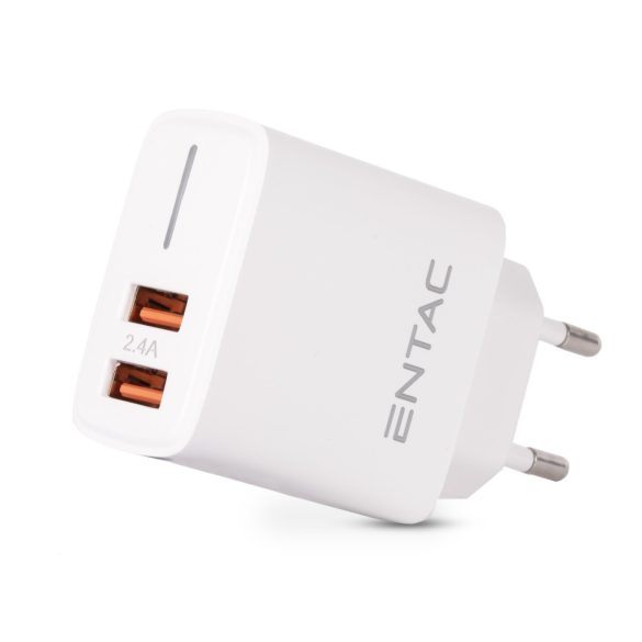 Entac 12W hálózati töltő 2xUSB-A fehér