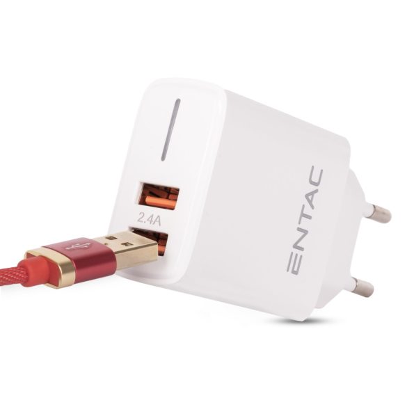 Entac 12W hálózati töltő 2xUSB-A fehér
