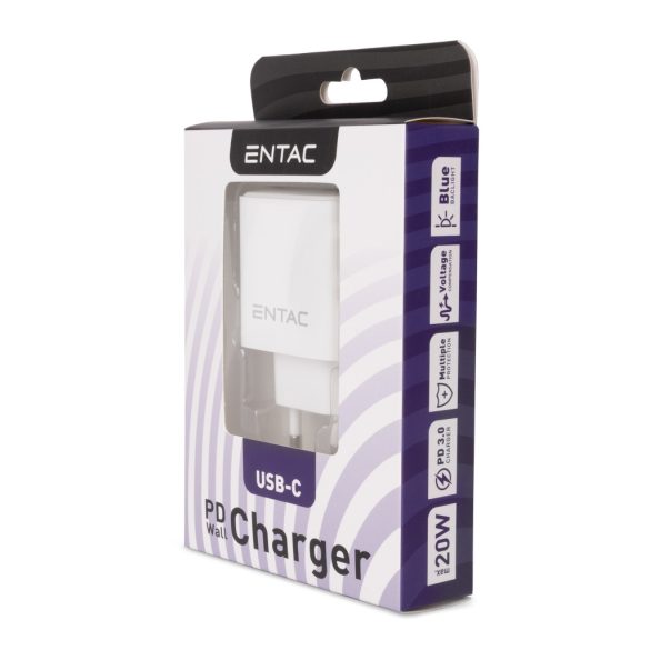 Entac 20W hálózati gyorstöltő 1xUSB-C PD fehér