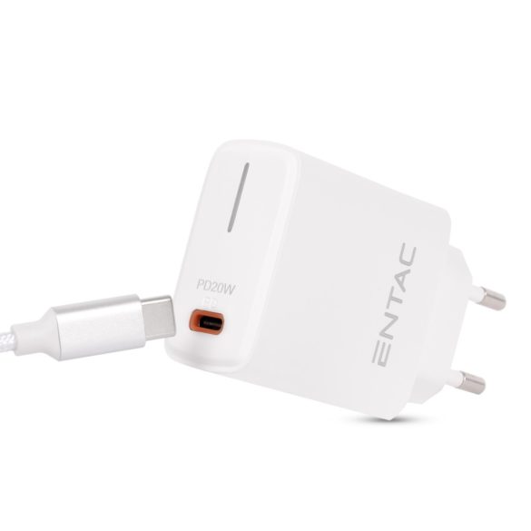 Entac 20W hálózati gyorstöltő 1xUSB-C PD fehér