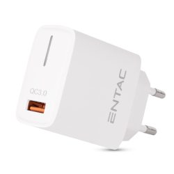 Entac 18W hálózati gyorstöltő 1xUSB-A QC fehér