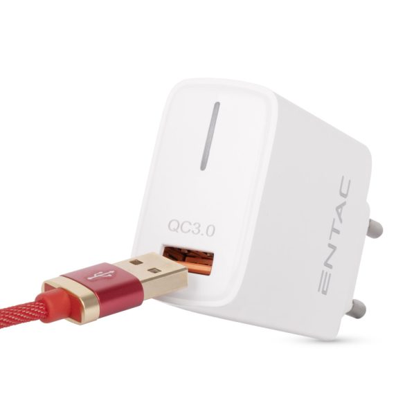 Entac 18W hálózati gyorstöltő 1xUSB-A QC fehér