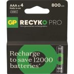 GP ReCyko Pro AAA mikró akkumulátor 800mAh NiMH 4 db-os