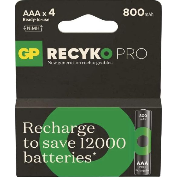 GP ReCyko Pro AAA mikró akkumulátor 800mAh NiMH 4 db-os