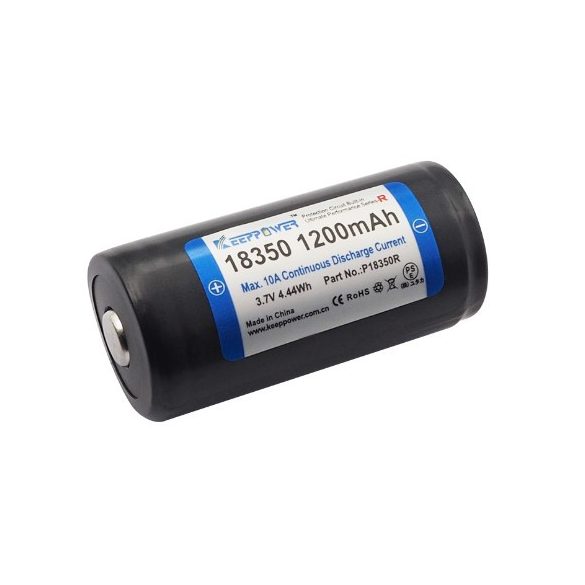 KeepPower 18350 1200mAh 3,7V-os védett Li-ion akku 10A