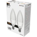   ENTAC LED gyertya izzó E14 6,5W 4000K természetes fehér 550 lumen 2 db-os kiszerelés 
