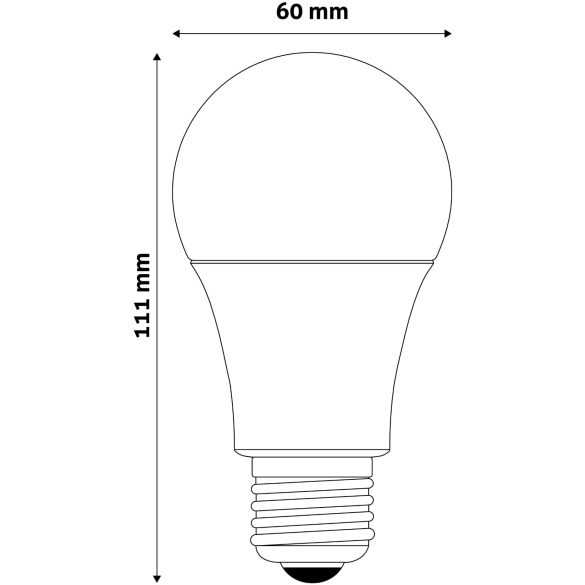 ENTAC A60 LED izzó, 10W, E27 foglalat, 4000K természetes fehér fény, gömb alakú