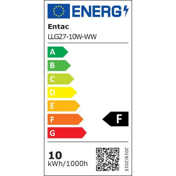 ENTAC A60 LED izzó, 10W, E27 foglalat, 3000K meleg fehér fény, gömb alakú