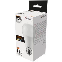   ENTAC A65 LED izzó, 15W, E27 foglalat, 4000K természetes fehér fény, gömb alakú