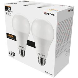   ENTAC A70 LED izzó, 18W, E27 foglalat, 4000K természetes fehér fény, gazdaságos 2 db-os kiszerelés