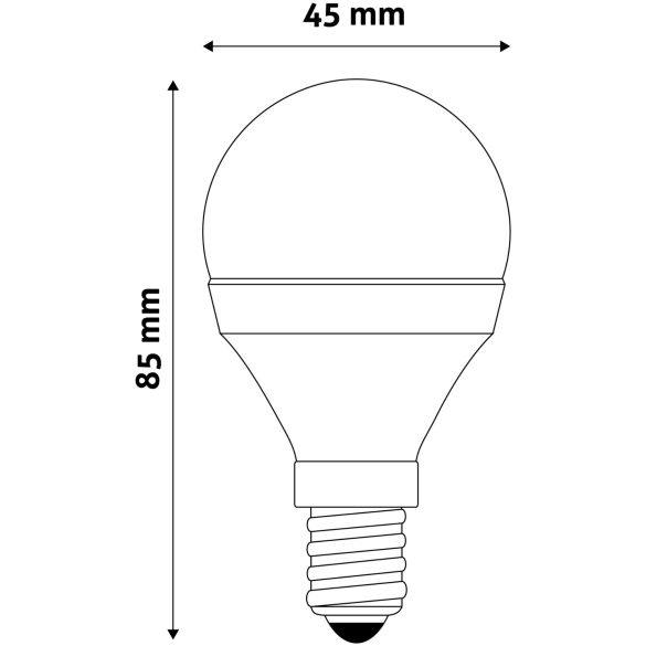 ENTAC LED kis gömb izzó E14 6,5W 6400K hideg fehér 560 lumen