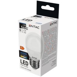   ENTAC LED kis gömb izzó E27 6,5W 6400K hideg fehér 560 lumen