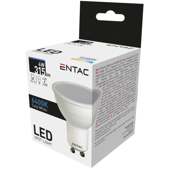 ENTAC LED Spot izzó GU10 4W 6400K hideg fehér 315 lumen