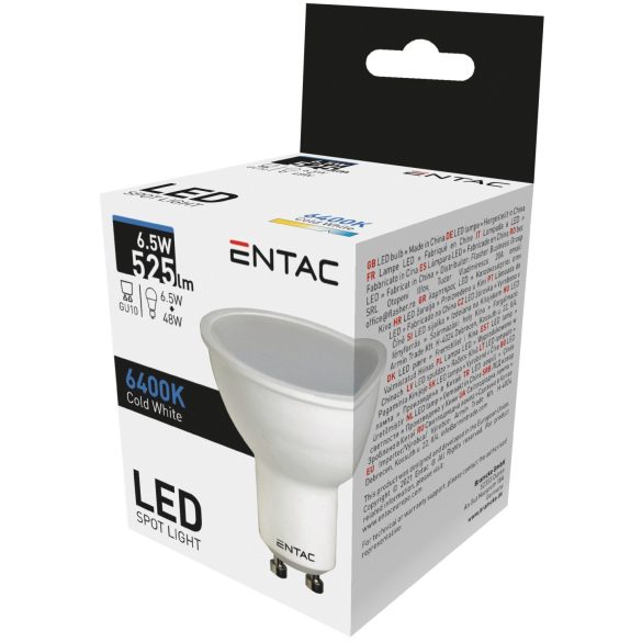 ENTAC LED Spot izzó GU10 6,5W 6400K hideg fehér 525 lumen