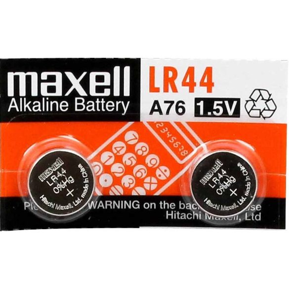 Maxell LR44, AG13 alkáli gombelem 10 db-os