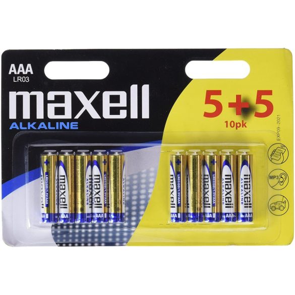 Maxell Alkáli AAA tartós mikró elem 10 db-os