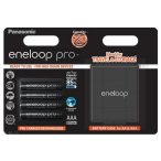   Panasonic Eneloop Pro AAA mikró 930mAh újratölthető akkumulátor, 4 db-os  + tároló