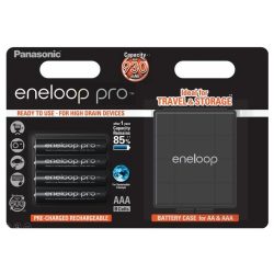   Panasonic Eneloop Pro AAA mikró 930mAh újratölthető akkumulátor, 4 db-os  + tároló