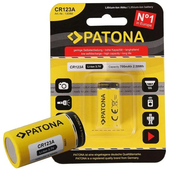 Patona 16340 (CR123A) 700mAh 3,7V-os Lítium-Ion akku