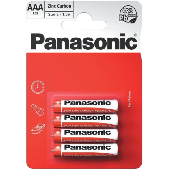 Panasonic Red Zinc Féltartós AAA Mikró elem 4 db-os