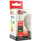   Qtec LED kis gömb izzó 5W P45 E14 2700K 400lm (meleg fehér)