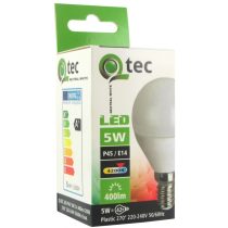   Qtec LED kis gömb izzó 5W P45 E14 4200K 400lm (természetes fehér)