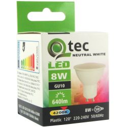   Qtec LED Spot izzó 8W GU10 4200K 640lm (természetes fehér)
