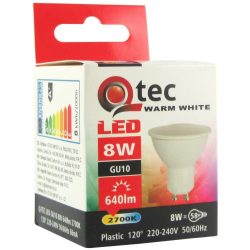 Qtec LED Spot izzó 8W GU10 2700K 640lm (meleg fehér)