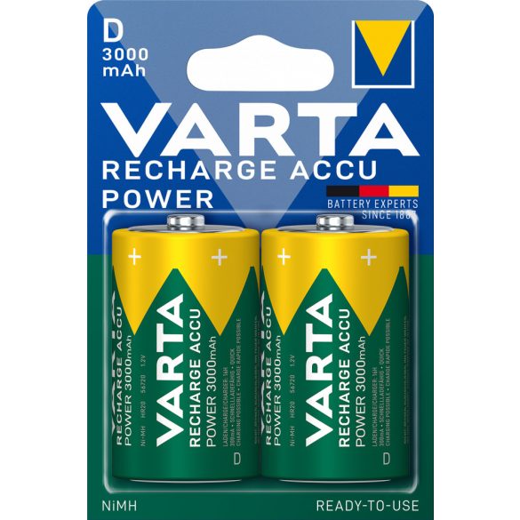 Varta Recharge Accu Power 3000 mAh D, Góliát akkumulátor 2 db-os