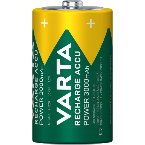 Varta Recharge Accu Power 3000 mAh D, Góliát akkumulátor 2 db-os