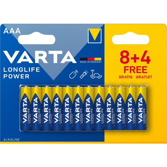 Varta Longlife Power AAA tartós mikró elem 12 db-os