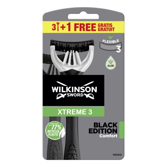 Wilkinson Xtreme 3 Black Edition három pengés borotva 4 db-os