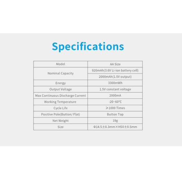 XTAR 14500 2000mAh, AA 1,5V-os védett Li-ion akku