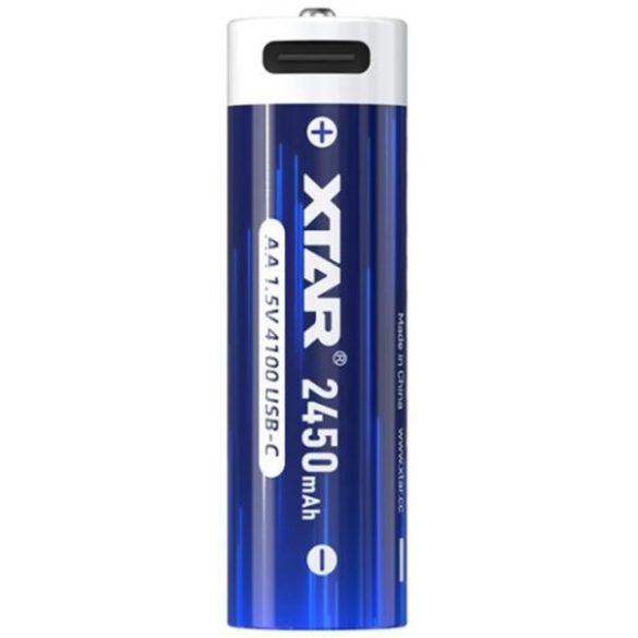 XTAR 14500 2450mAh, AA 1,5V-os védett Li-ion akku USB-C töltéssel 4 db-os