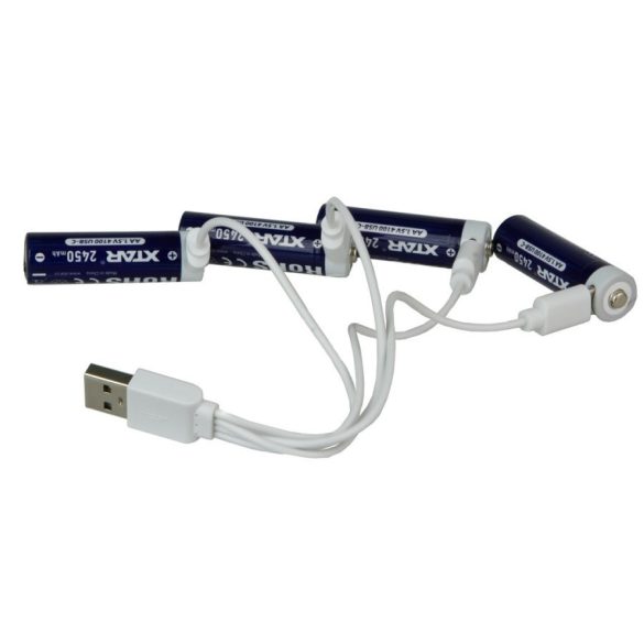 XTAR 14500 2450mAh, AA 1,5V-os védett Li-ion akku USB-C töltéssel 4 db-os