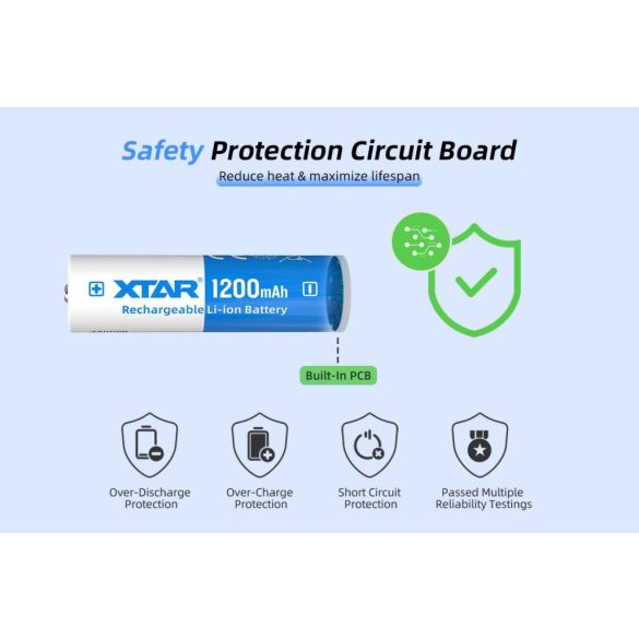 XTAR 14500 1200mAh 3,6V-os védett Li-ion akku