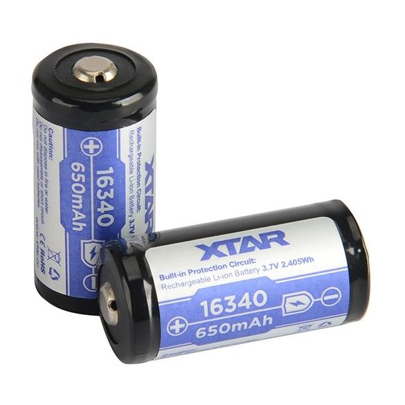 XTAR 16340 (CR123A) 650mAh 3,7V-os Lítium-Ion akku