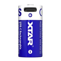   XTAR 16340 (CR123A) 900mAh 3,6V-os Li-ion védett akkumulátor USB-C