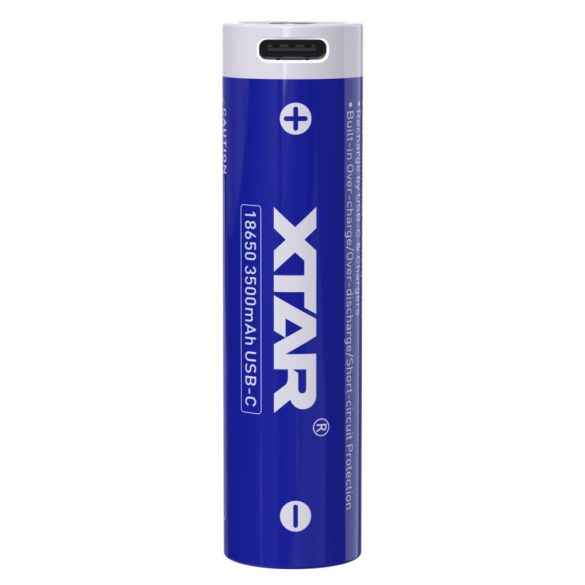 Xtar 18650 3500 mAh 3,6V Li-ion védett akku, USB-C töltéssel